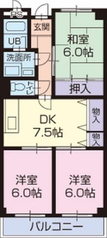 LIMPIA イースト(3DK/3階)の間取り写真