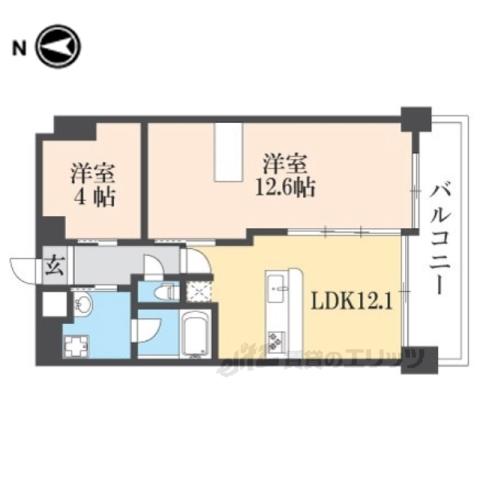 プリオーレ24堀川紫明(2LDK/10階)の間取り写真