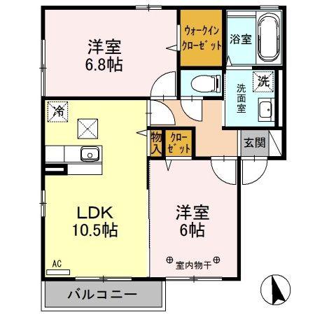 シャルマン(2LDK/1階)の間取り写真