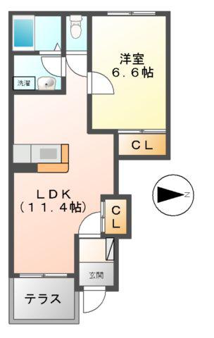 マシェリ(1LDK/1階)の間取り写真