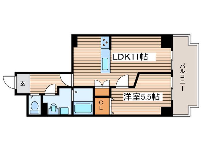 レジデンス泉(1LDK/8階)の間取り写真