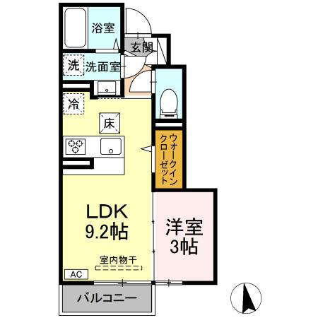 サンパティ盛南II(1LDK/1階)の間取り写真