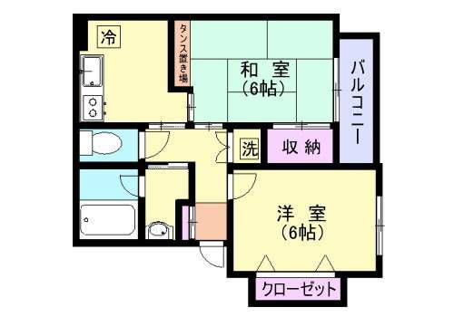 マンションM(2K/2階)の間取り写真