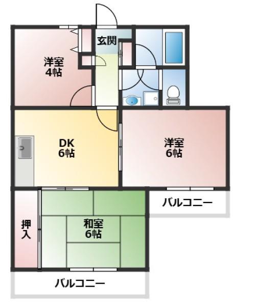 秋本マンション(3DK/2階)の間取り写真