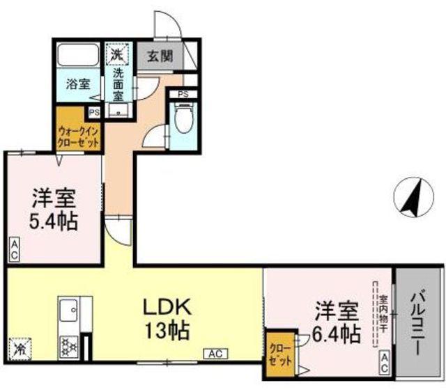 セレスティア鷺宮II(2LDK/2階)の間取り写真