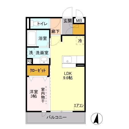 クレストコートA(1LDK/2階)の間取り写真