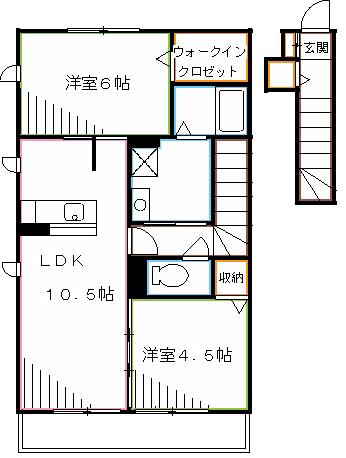 ブラン・トリスターB棟(2LDK/2階)の間取り写真