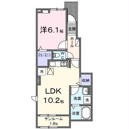 ソラリアI(1LDK/1階)の間取り写真