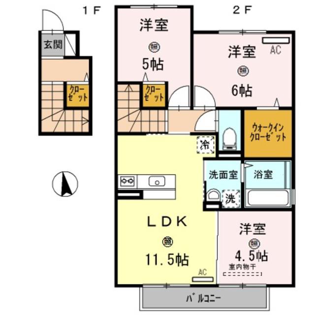 D-ROOMなごみ(3LDK/2階)の間取り写真