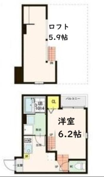 STAGE宮城野(1K/1階)の間取り写真