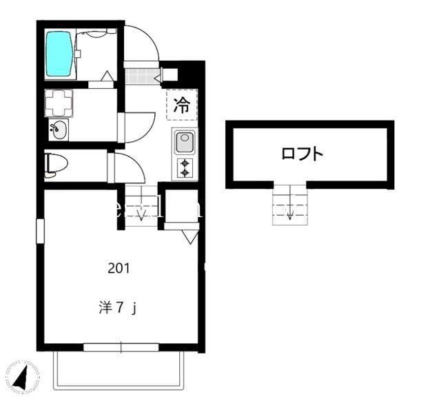VILLA RACCOON 桜木町(1K/2階)の間取り写真