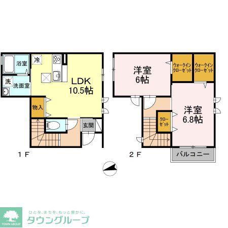 テラス大道(2LDK/2階)の間取り写真