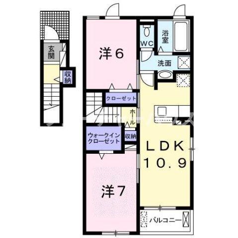アルコバレーノ(2LDK/2階)の間取り写真