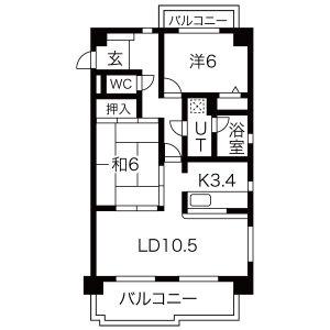 ブラウニーII(3LDK/3階)の間取り写真