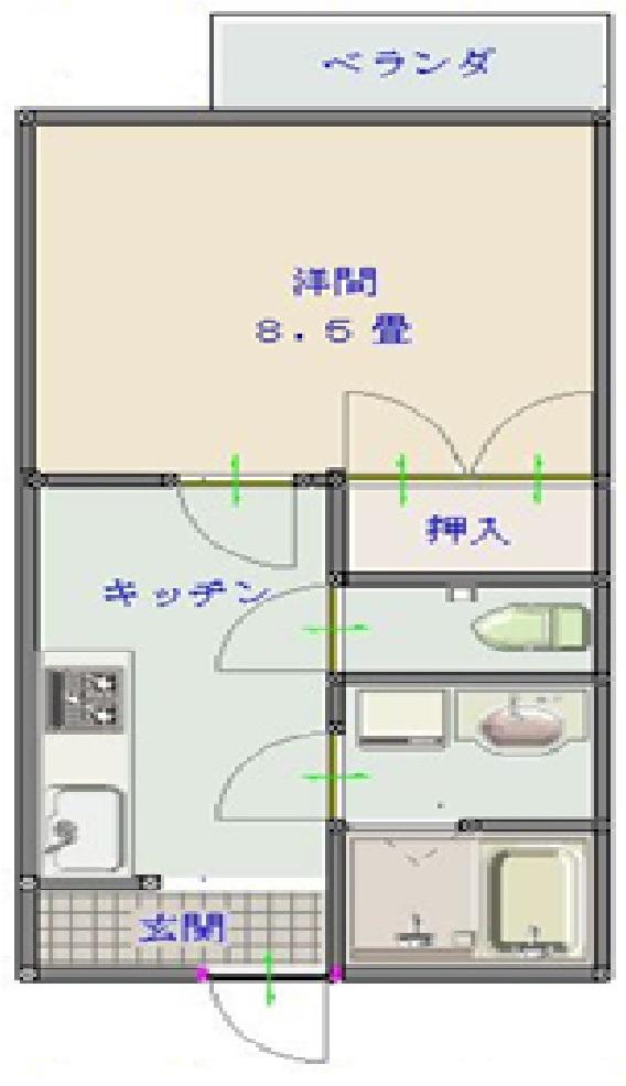 かぐらおハイツ(1DK/1階)の間取り写真