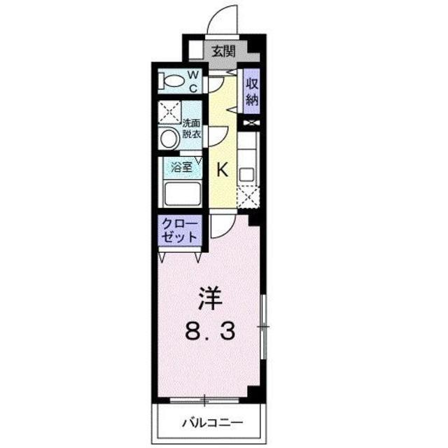 プロムナード 六木(1K/2階)の間取り写真