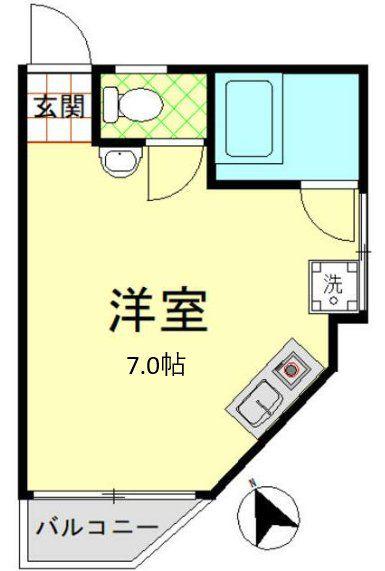 峰マンション(ワンルーム/3階)の間取り写真