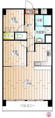 シーアイマンション神奈川(1SLDK/2階)の間取り写真