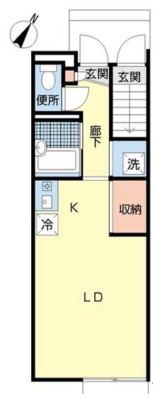 くらや3(1K/1階)の間取り写真