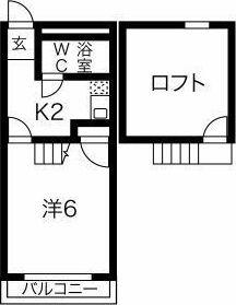 ドリーミーロード玉村A(1K/2階)の間取り写真