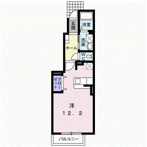 VILLA 桜 II(ワンルーム/1階)の間取り写真