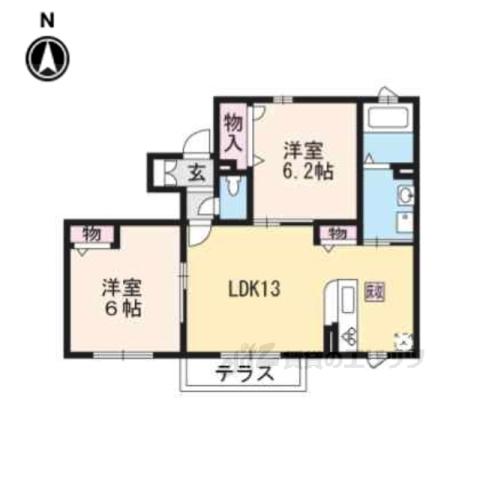シャーメゾン和音(2LDK/1階)の間取り写真