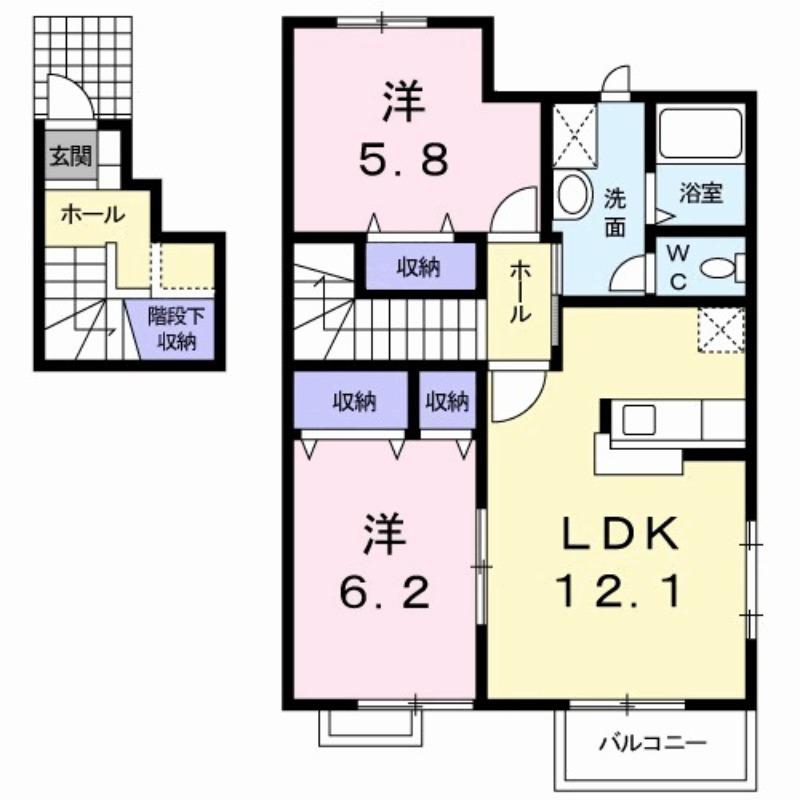 メゾンプレミールIII(2LDK/2階)の間取り写真