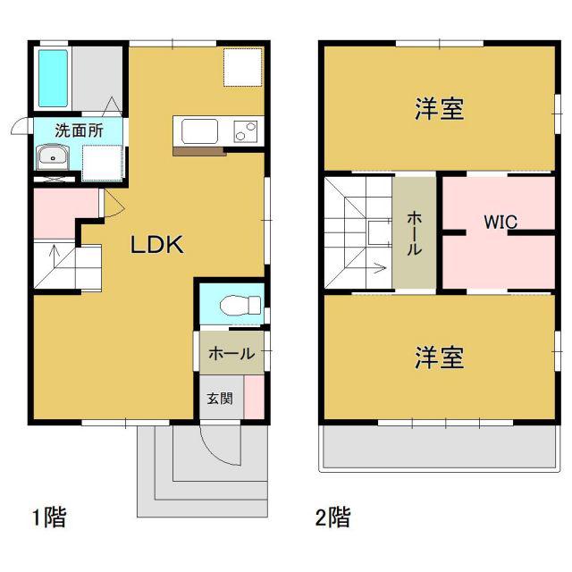 船岡テラスA(2LDK/2階)の間取り写真