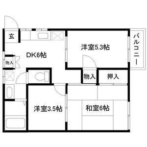 富士見ハイムA(3DK/2階)の間取り写真