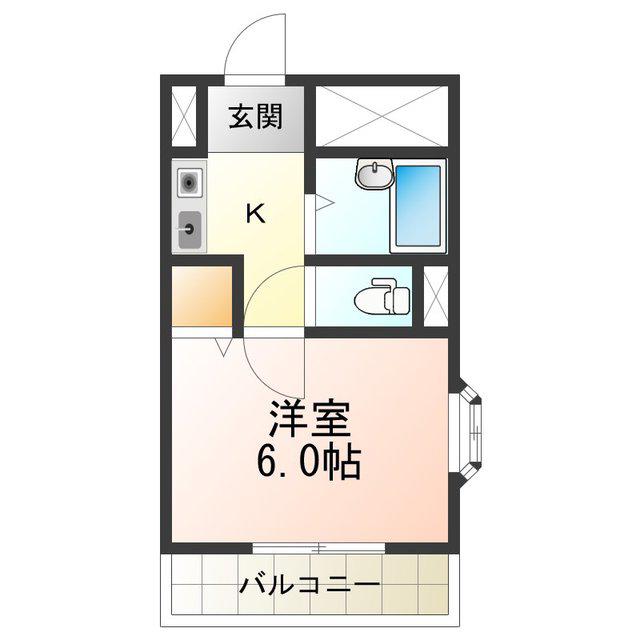 サンライズ長居(1K/2階)の間取り写真