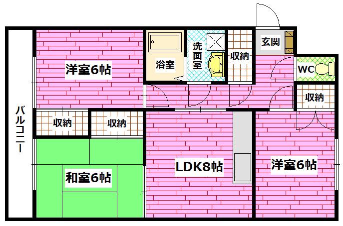 アーバンコート南幸(3LDK/3階)の間取り写真