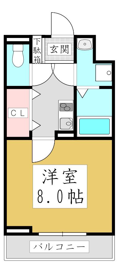 グランツ(1K/2階)の間取り写真