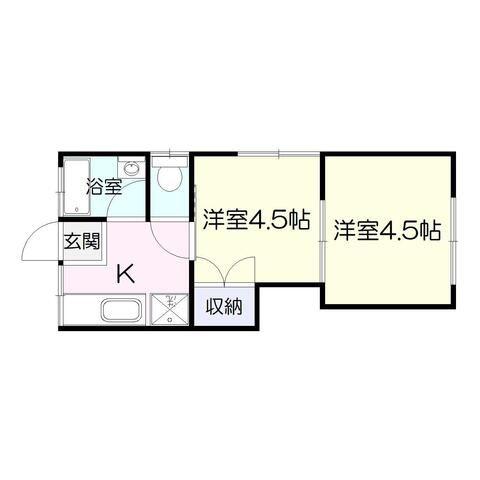後迫アパート(2K/1階)の間取り写真