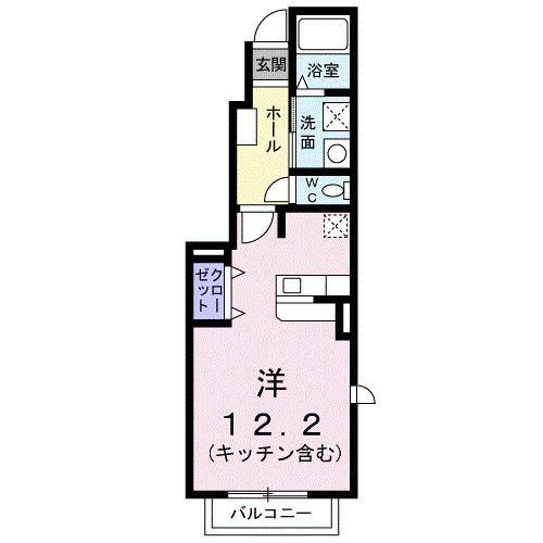 プレアデスC(ワンルーム/1階)の間取り写真