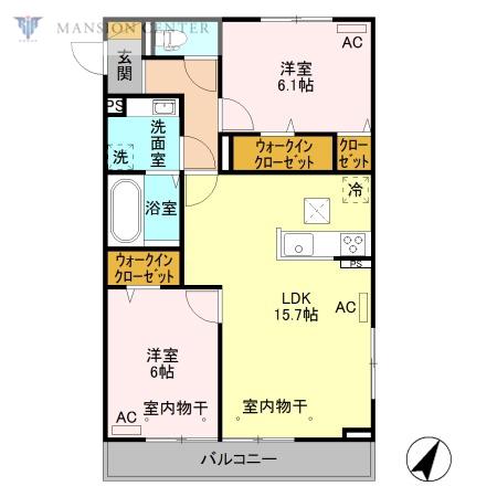 ペティ ポンズ(2LDK/1階)の間取り写真