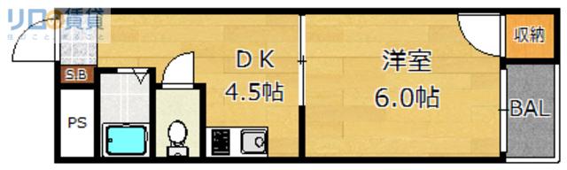 ハイツ長井(1DK/3階)の間取り写真