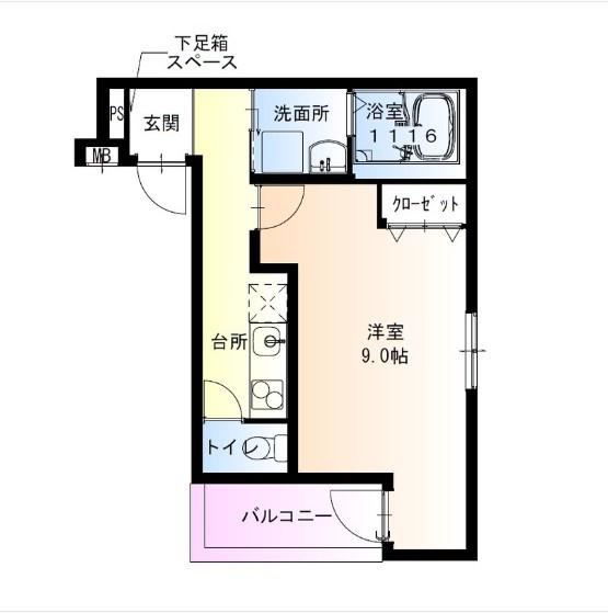 フジパレス北野田I(1K/3階)の間取り写真