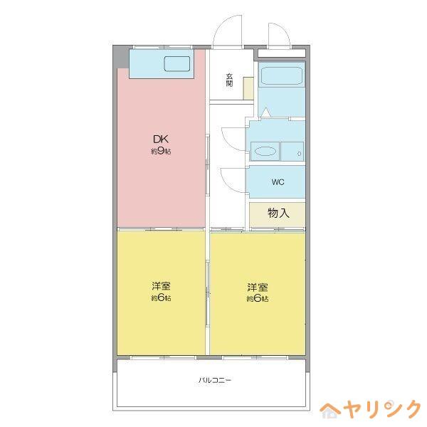 サンメゾン平針(2DK/9階)の間取り写真