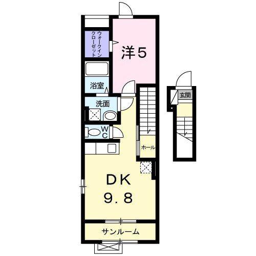 グランドホープ参番館(1LDK/2階)の間取り写真