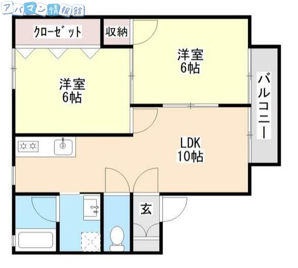 フルーヴ松波A・B(2LDK/1階)の間取り写真