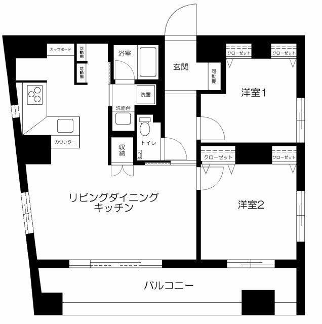 フォレストヒルズ小日向(2LDK/10階)の間取り写真