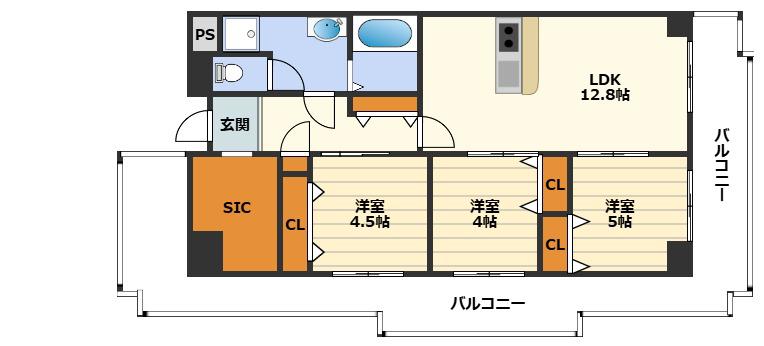 レック北梅田(2SLDK/8階)の間取り写真