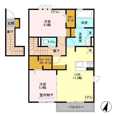 アファービレB(2LDK/2階)の間取り写真