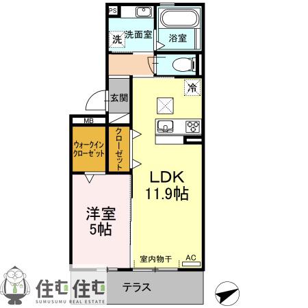 カーサフェリーチェE(1LDK/3階)の間取り写真