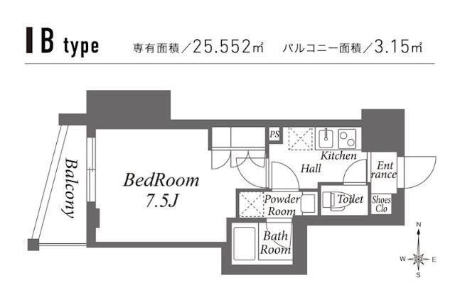 ズーム池袋ウエスト(1K/4階)の間取り写真
