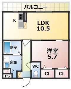 結充IMMEUBLE B館(1LDK/3階)の間取り写真