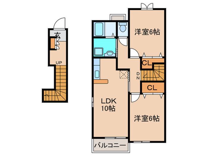 メゾン・ド・フルール(2LDK/2階)の間取り写真