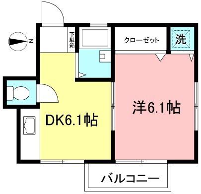 シャーデルよみうり(1DK/2階)の間取り写真