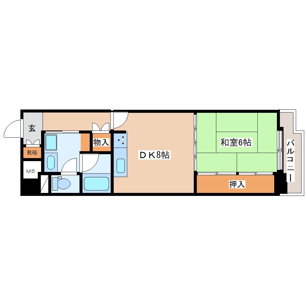 朝日プラザ大和町エザース(1DK/9階)の間取り写真