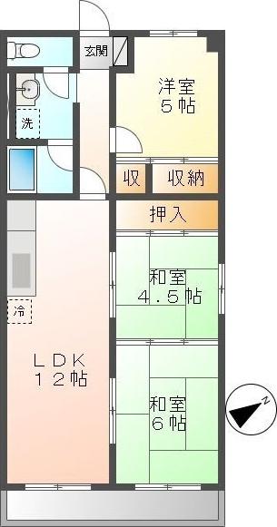 美笠レジデンス(3LDK/4階)の間取り写真
